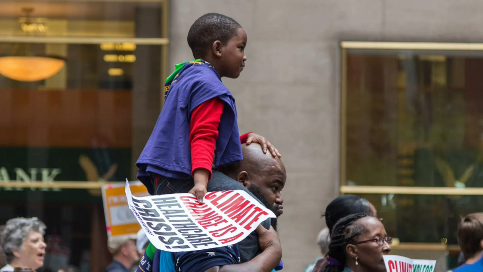 People participate in climate protest