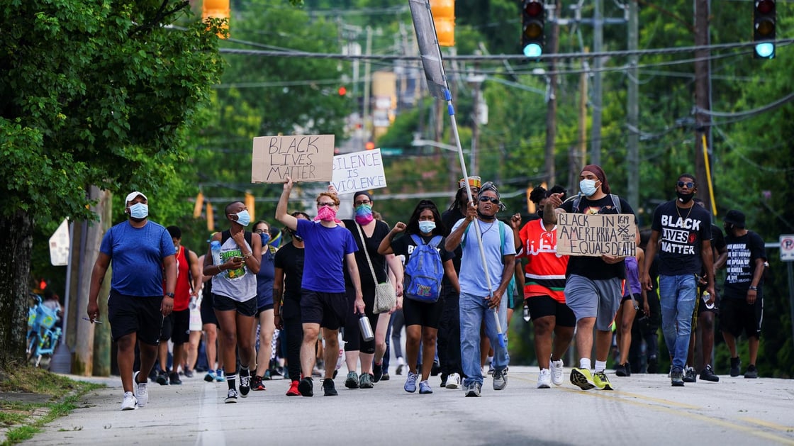 People take part in an event to mark Juneteenth amid nationwide protests against racial inequality