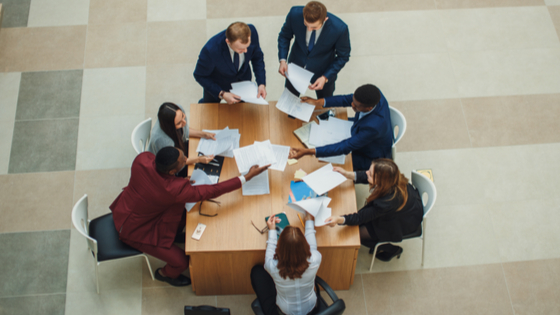 People working around a table