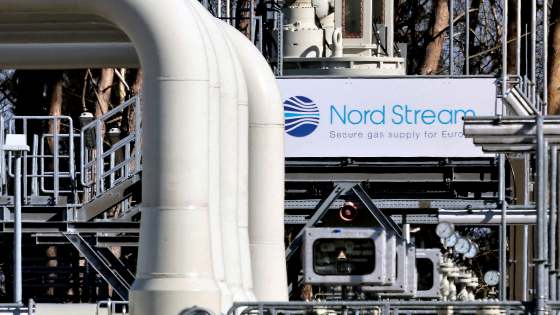 Pipes at the landfall facilities of the Nord Stream 1 gas pipeline are pictured in Lubmin