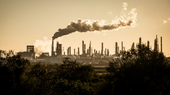 Power plant emitting smoke into the air