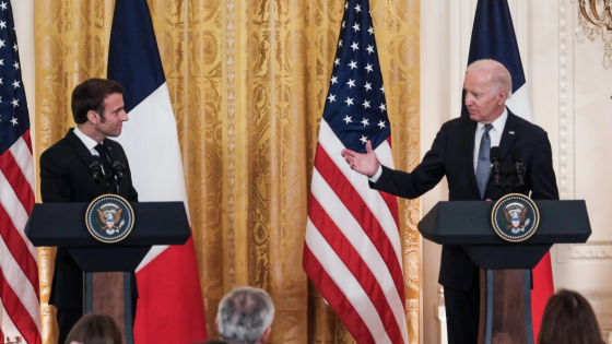 President Biden and President Macron speak at a joint press conference ahead of their state dinner