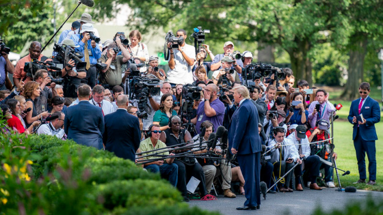 President Donald J. Trump speaks with reporters on the South Lawn driveway of the White House-2