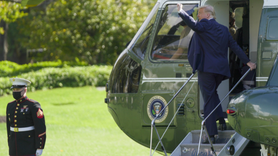 President Donald Trump boards Marine One departing from the South Lawn of the White House.