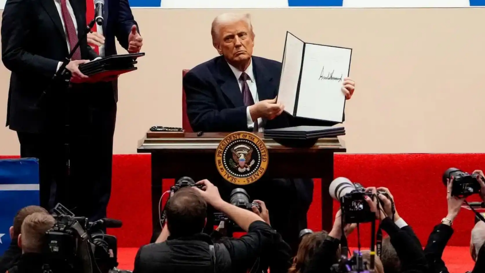 President Donald Trump signs Executive Orders on Inauguration Day 2025