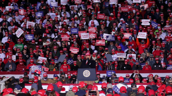 President Donald Trump speaks at a campaign rally in Kenosha.