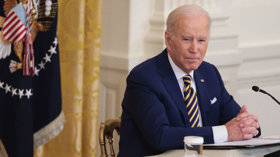 President Joe Biden speaks during a National Governors Association meeting in the East Room of the White House