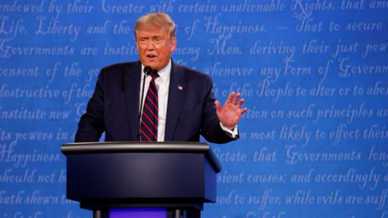 President Trump at debate podium.