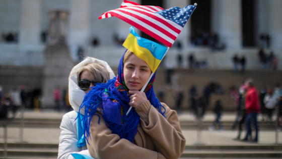 Pro-Ukraine demonstrators host rally at the Washington Monument 