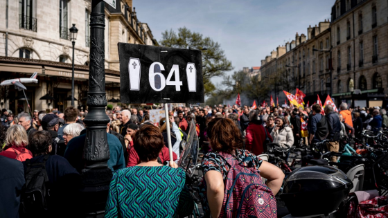 Protest in Bordeaux against Macron's pension reform plan