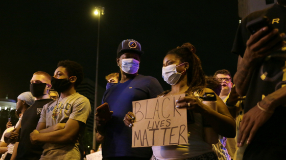 Protesters gather after the death of George Floyd.