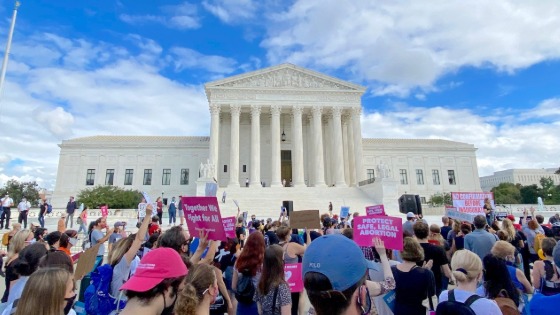 Protesters in front of the Supreme Court building