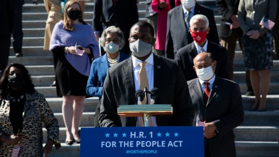 Representative Mondaire Jones during a press conference about H.R. 1 at the U.S. Capitol