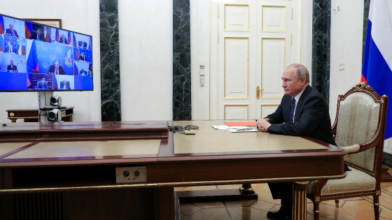 Russian President Putin chairs a meeting with members of the Security Council in Moscow