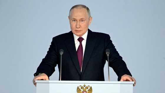 Russian President Putin delivers his annual address to the Federal Assembly in Moscow