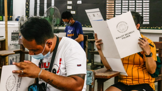 Scene inside polling precinct during the national and local elections in Manila