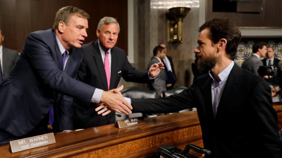 Senate Intelligence Committee Vice Chairman Senator Mark Warner and Chairman Senator Richard Burr thank Twitter CEO Jack Dorsey