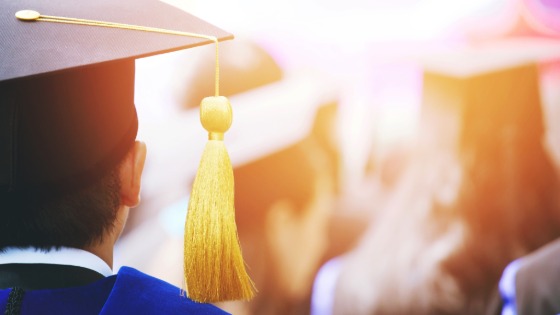 Shot of student at his graduation