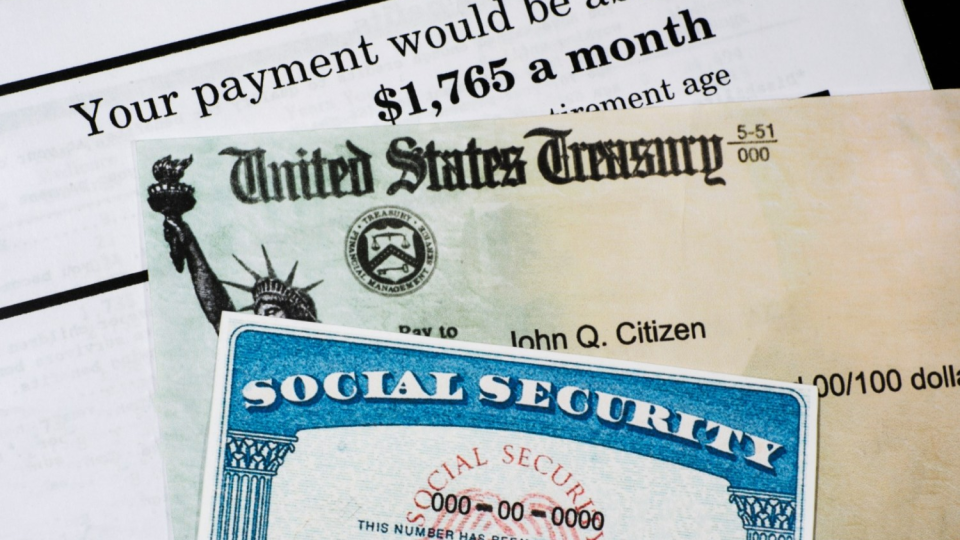 Social Security card and check