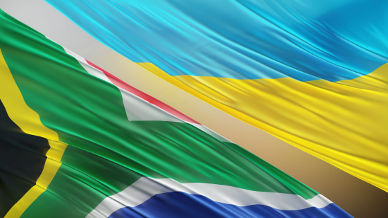 South African and Ukrainian flags