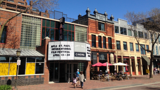 Street with local businesses in St Paul