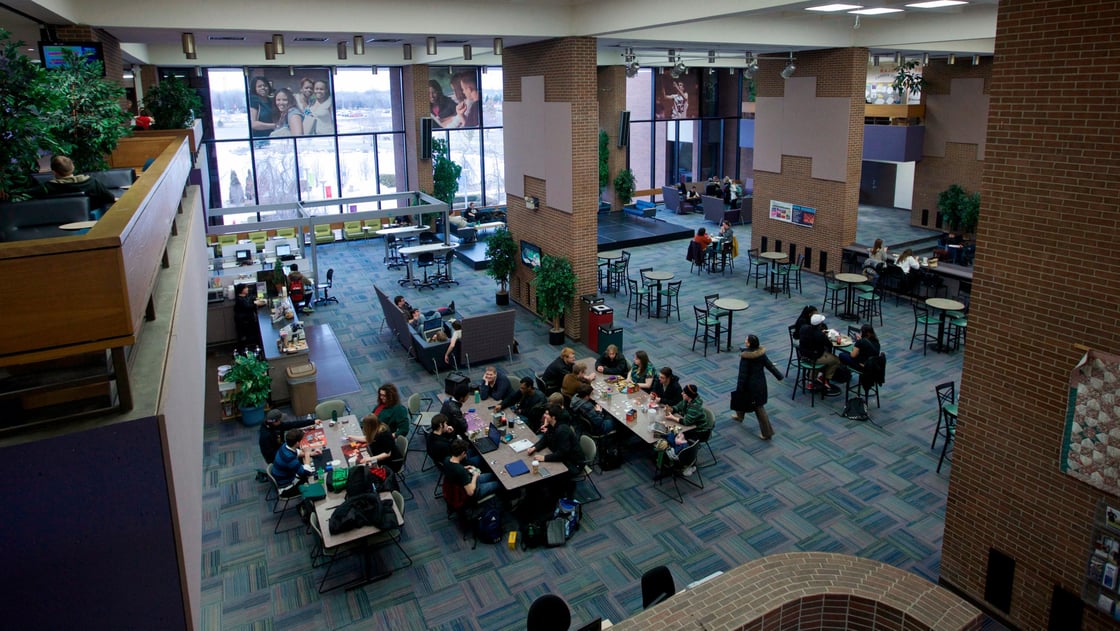 Students are seen at Harper College in Palatine, Illinois