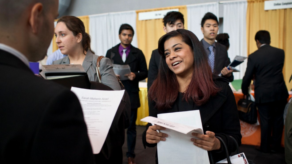 Students at job fair