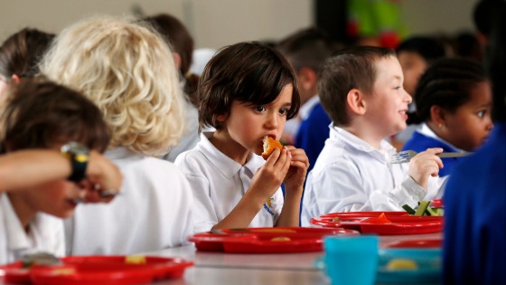 Students eat lunch at Salusbury Primary School