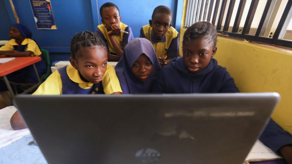 Students enrolled in a special STEM program for children from poor families at the Knosk Secondary School