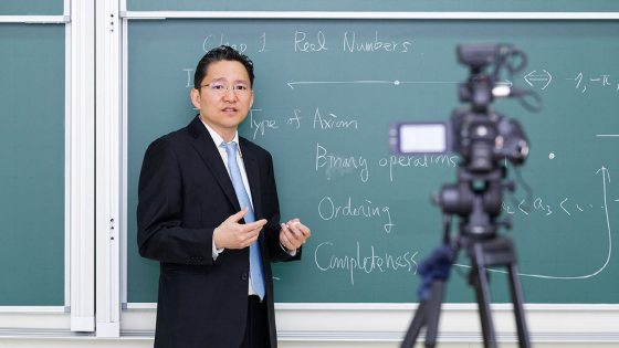 Teacher gives video lectures for online classes at Gwangju University