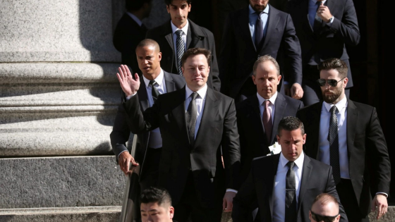 Tesla CEO Elon Musk leaves Manhattan federal court after a hearing on his fraud settlement with the Securities and Exchange Commission