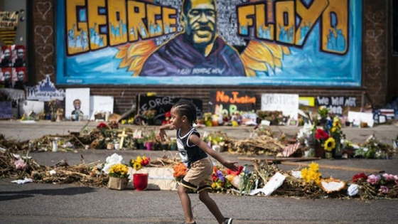 The George Floyd memorial outside Cup Foods in Minneapolis in June 2020