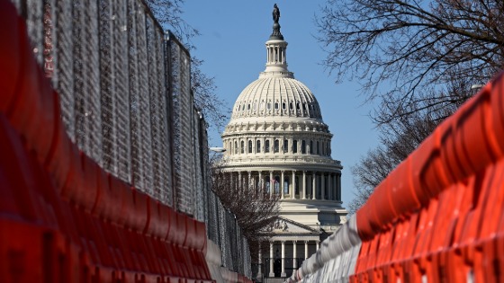 The U.S. Capitol is seen behind security fencing in Washington