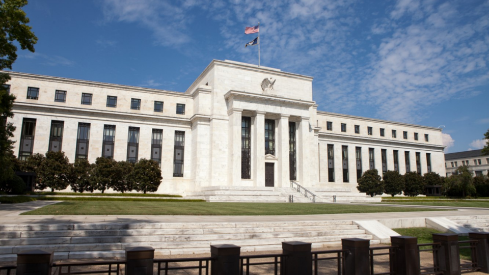 The U.S. Federal Reserve building on a sunny day in Washington, D.C.