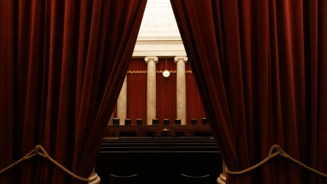 The court chamber inside of the U.S. Supreme Court building