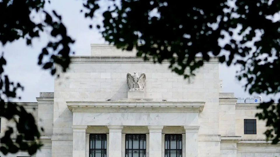 The exterior of the Marriner S. Eccles Federal Reserve Board Building is seen in Washington, D.C.