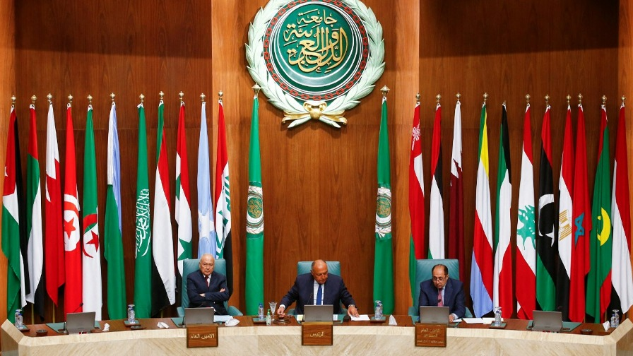 The opening session of the meeting of Arab foreign ministers at the Arab League Headquarters to discuss Syria