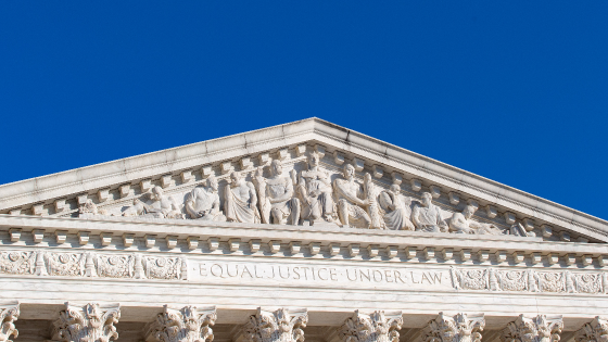 The top of the Supreme Court building in Washington