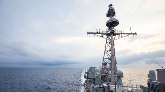 Ticonderoga-class guided-missile cruiser USS Chancellorsville transits the East China Sea during routine underway operations