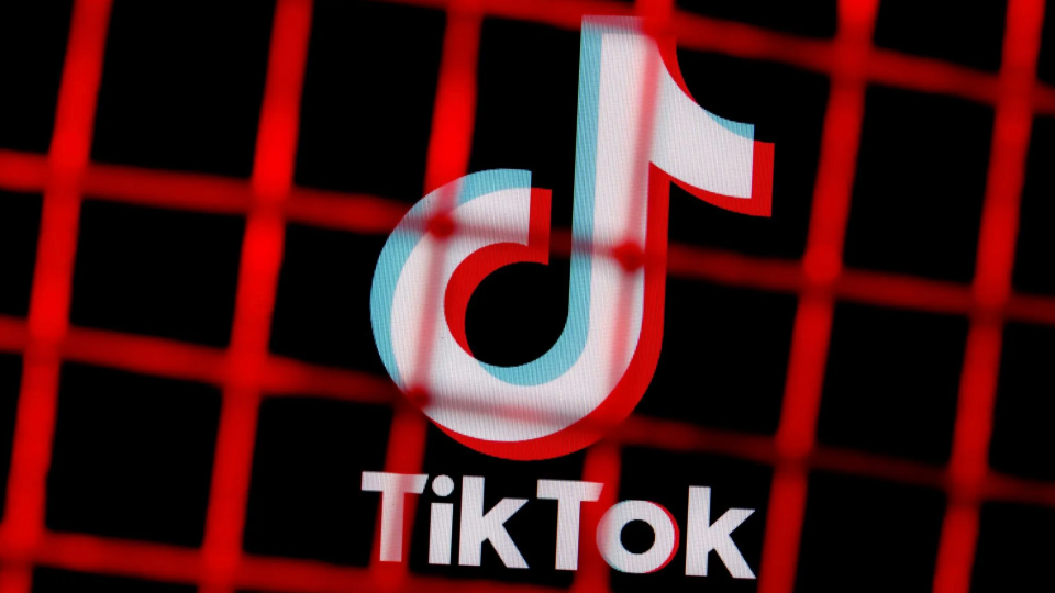 Tiktok logo behind red bars