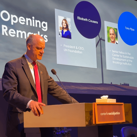 Tony Pipa speaks at a Brookings-U.N. foundation event on advancing the Sustainable Development Goals.