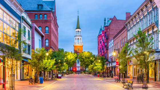 Town mainstreet at night