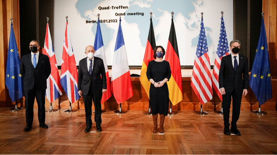 Transatlantic foreign ministers pose for a photo at the Ministry of Foreign Affairs in Berlin