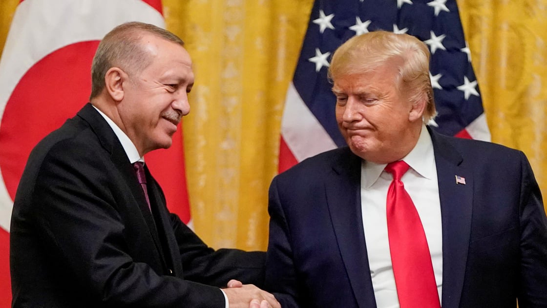 Trump and Erdogan at a press conference at the White House