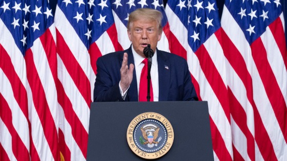 Trump speaks during an executive order signing ceremony on lowering drug prices