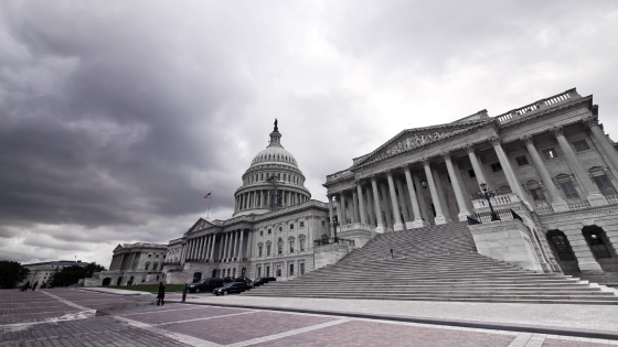 U.S. Capitol building on a rainy day