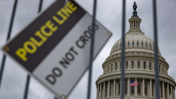 U.S. Capitol in Washington, D.C. is seen behind a police barricade