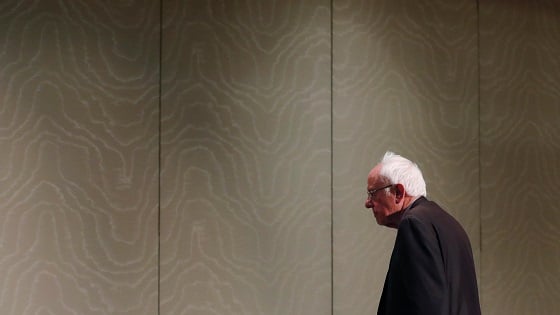 U.S. Democratic presidential candidate Bernie Sanders arrives to speak at a roundtable with health professionals in Michigan