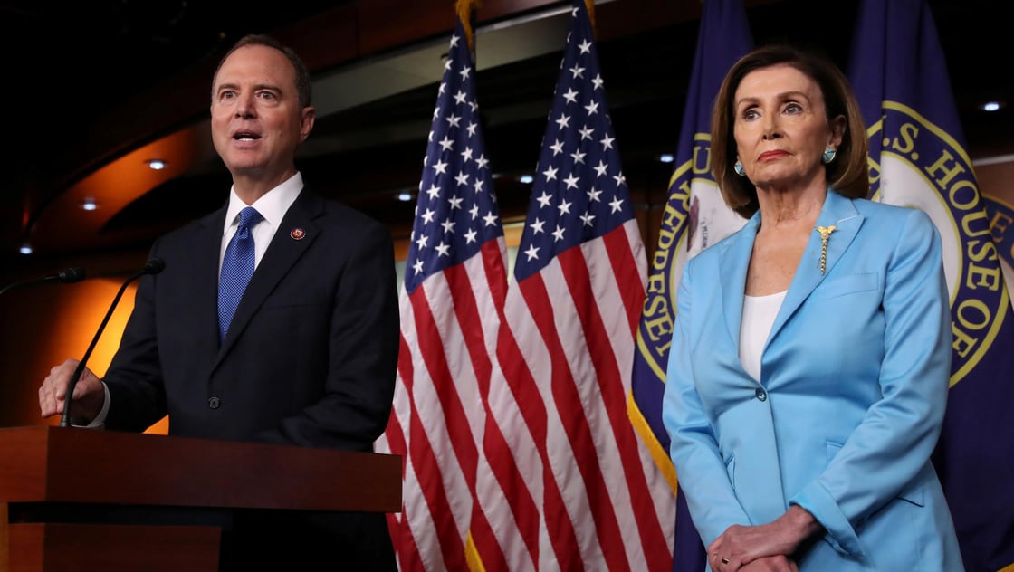 U.S. House Intelligence Committee Chairman Adam Schiff (D-CA) joins Speaker of the House Nancy Pelosi to speak about Democratic legislative priorities and impeachment inquiry plans