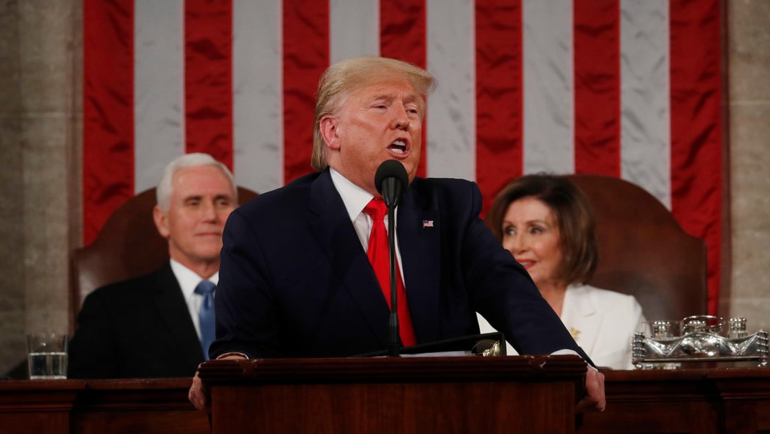 U.S. President Donald Trump delivers his State of the Union address to a joint session of the U.S. Congress in Washington